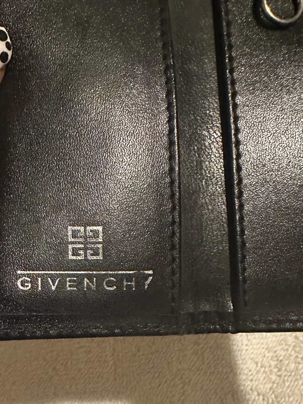 Givenchy Black Monogram Leather Card Holder with Silver Plaque